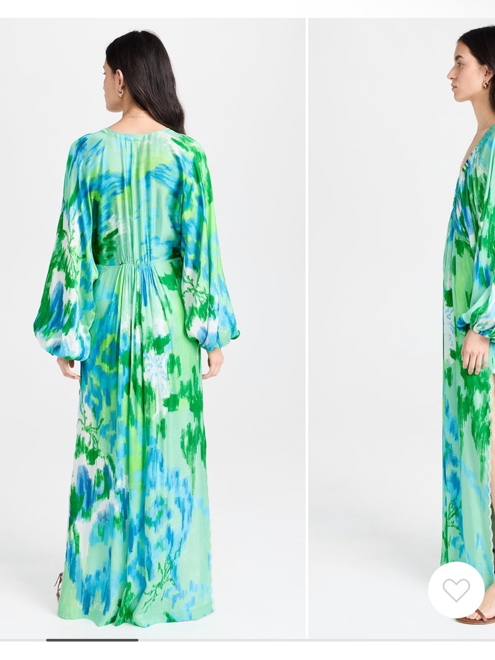HEMANT & NANDITA Blue Green Abstract Print Maxi Dress with Beaded Neckline - Picture 7 of 9